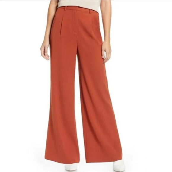 Leith High Waisted Flare Pants Brown Spice Size Medium - Picture 1 of 11